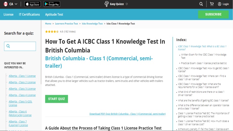 Expert Help for Passing the ICBC Class 1 Knowledge Test - Try Easy-Quizzz Now